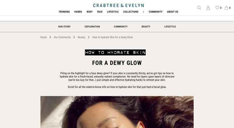 Shopify blog examples - Crabtree Evelyn