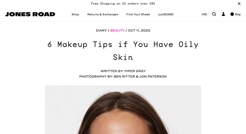 Shopify blog examples - Jones Road Beauty