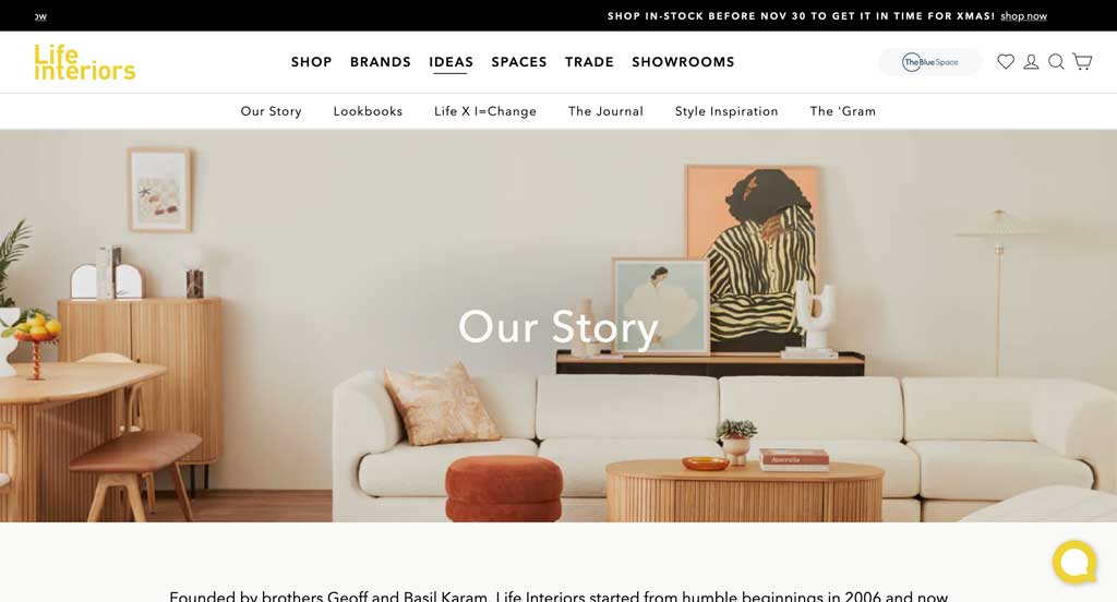 Shopify About Us examples - Life Interiors