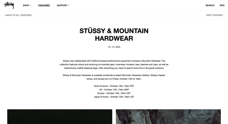 Shopify blog examples - Stussy