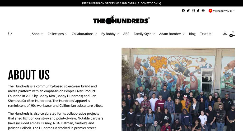 Shopify About Us examples - The Hundreds