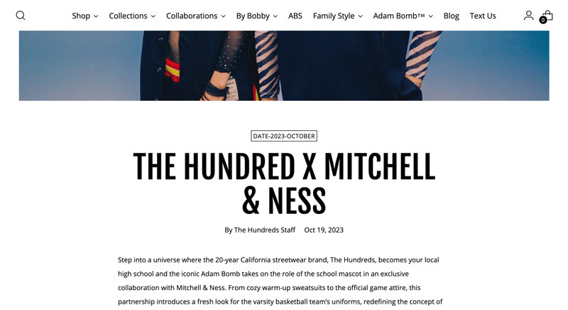 Shopify blog examples - The hundreds