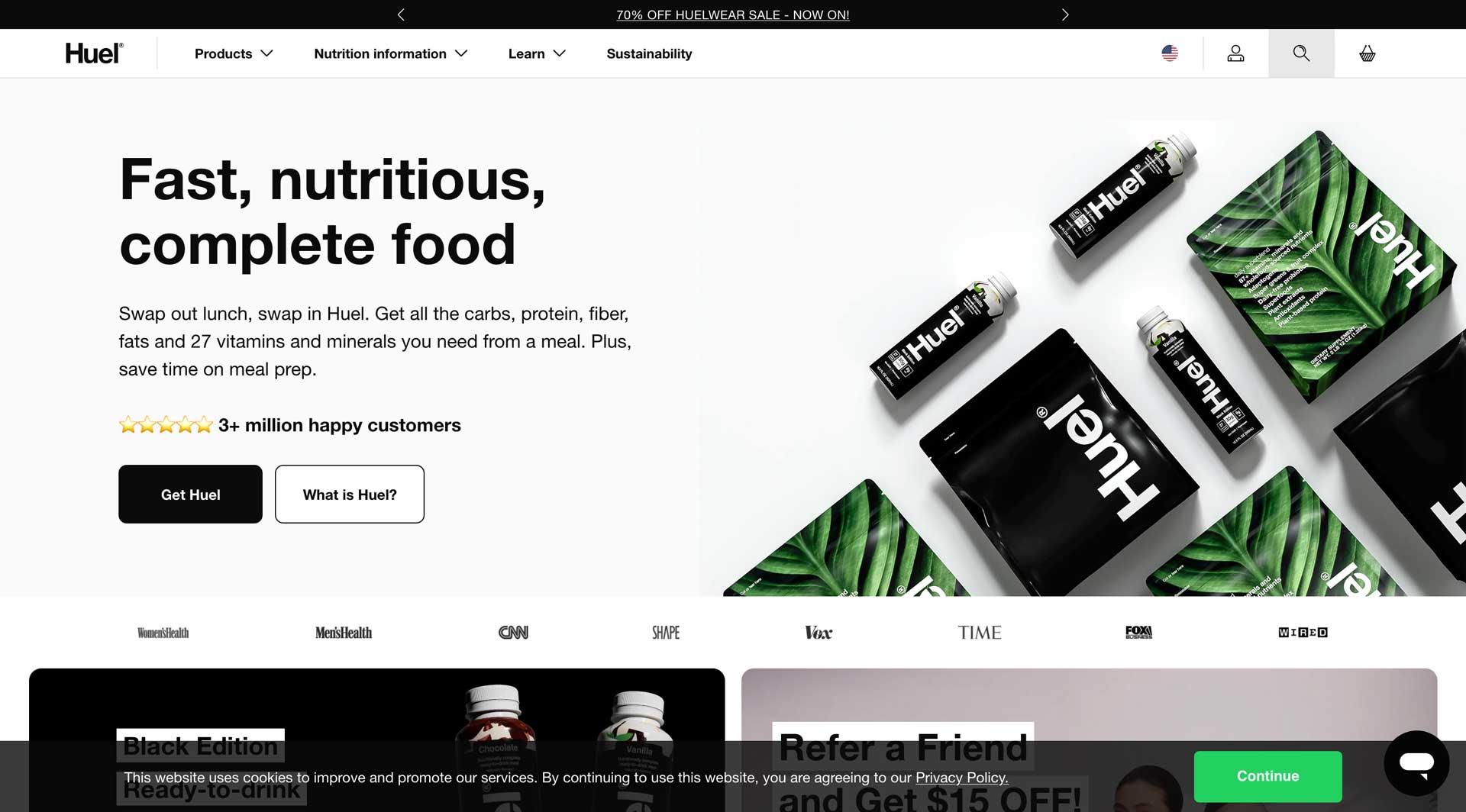 Shopify examples - Huel hero