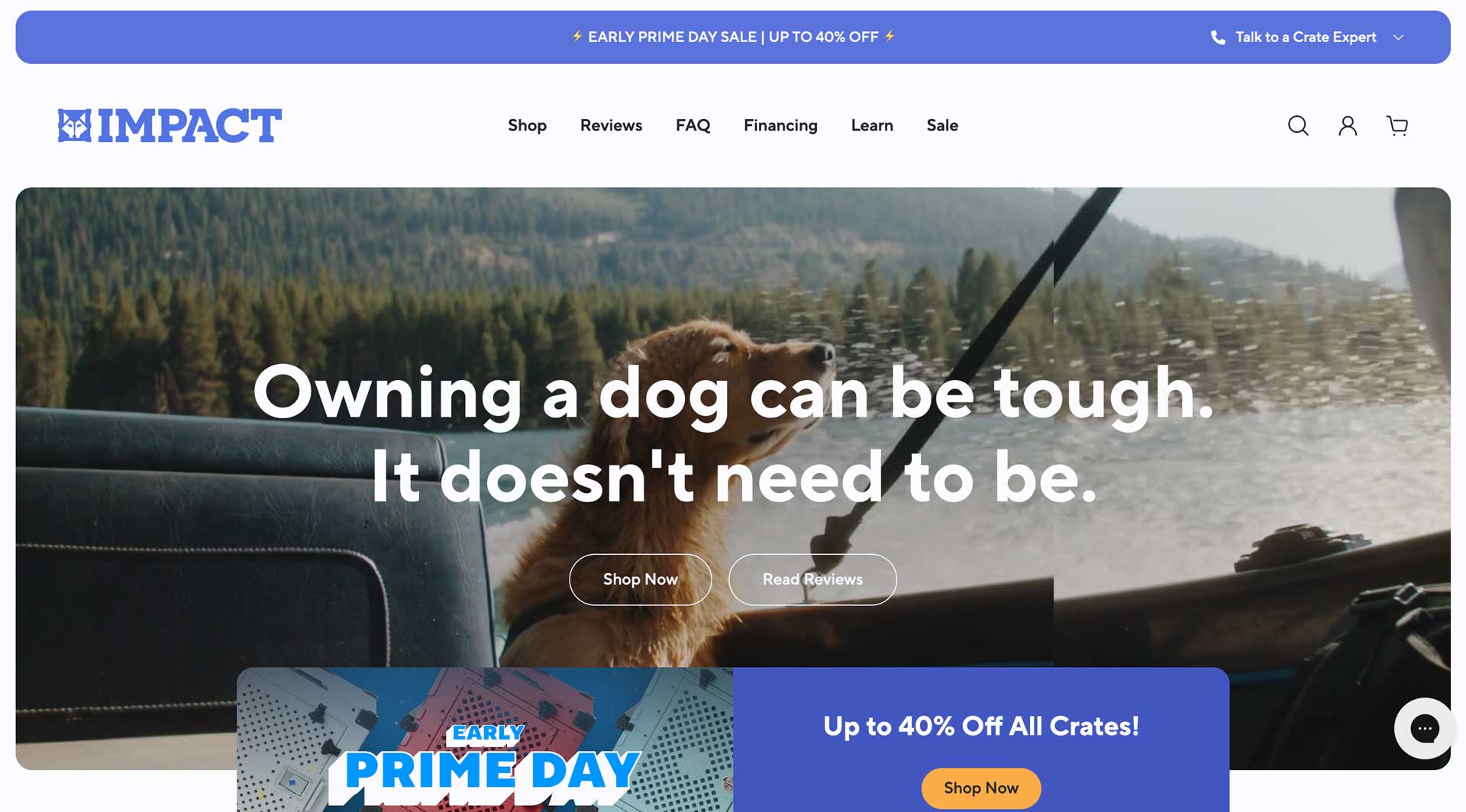 Shopify examples - Impact Dog Crates hero