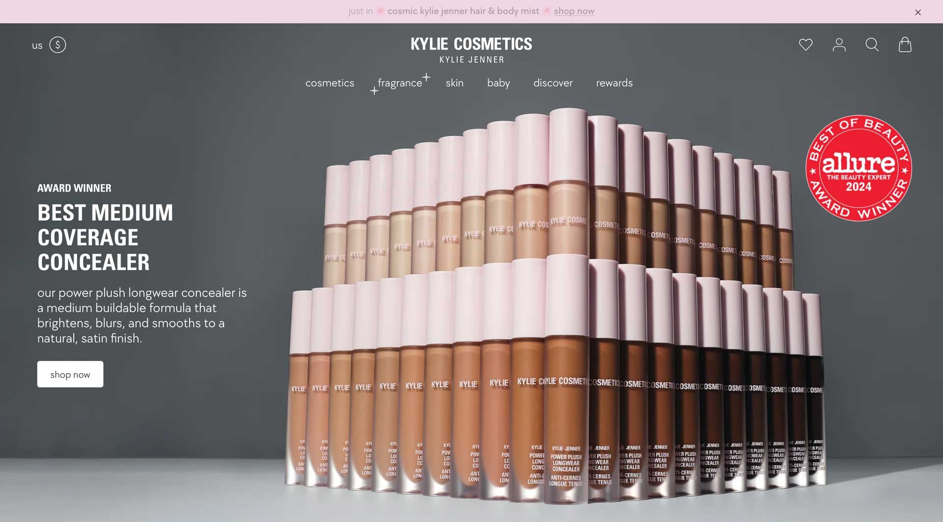 Shopify examples - Kylie Cosmetics hero