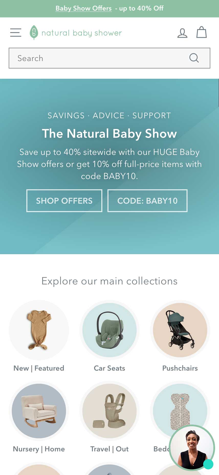 Shopify examples - natural baby shower hero