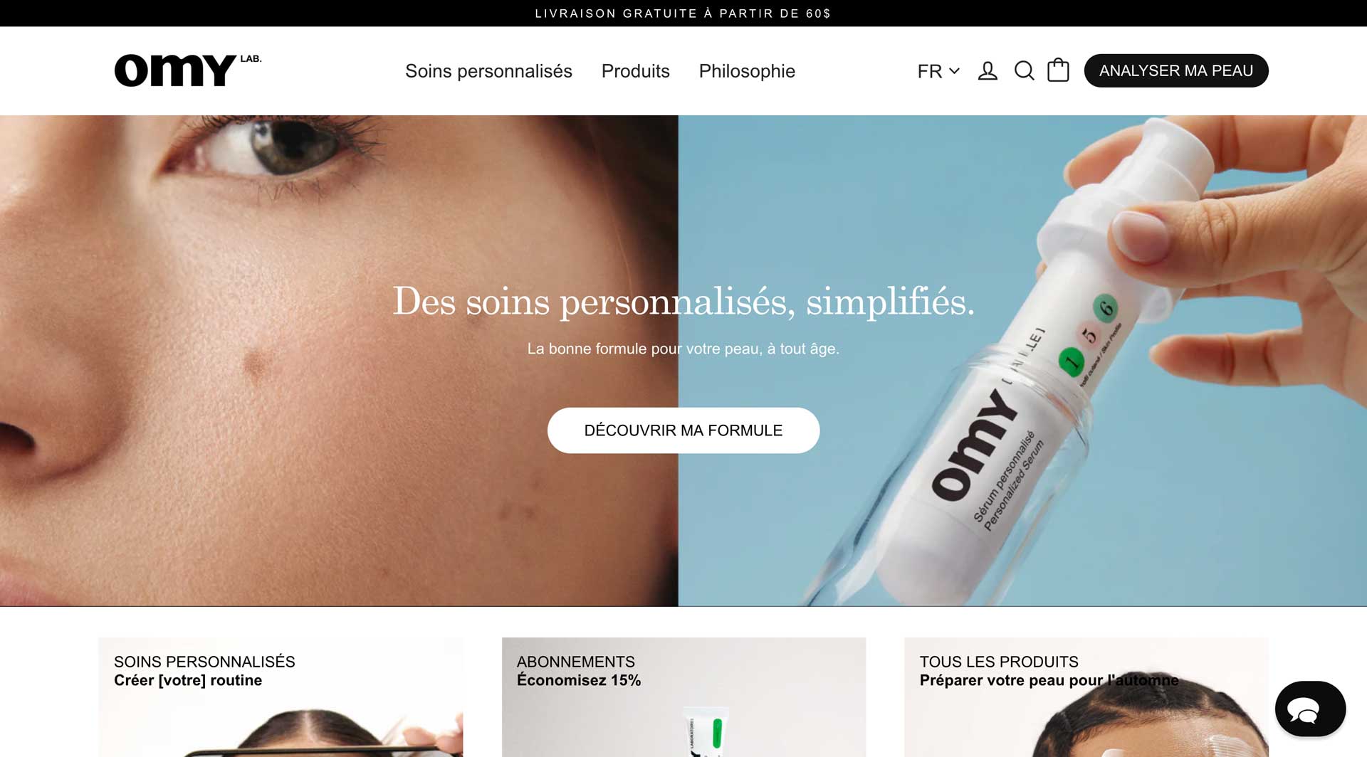 Shopify examples - Omy Cosmetics hero