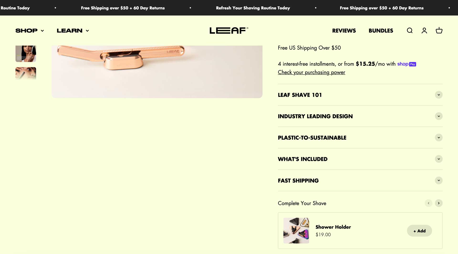 Shopify examples - Leaf Shave bundles