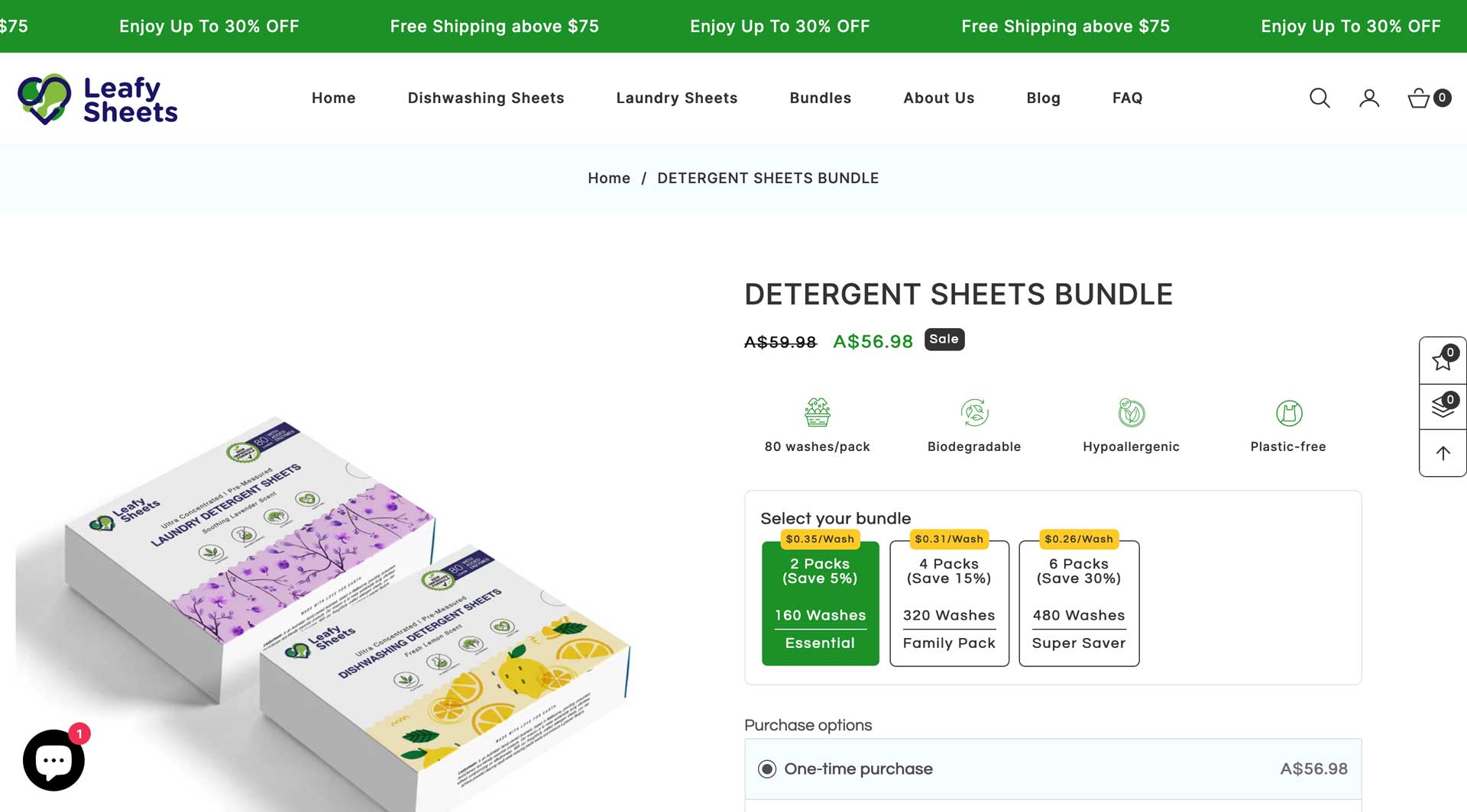 Shopify examples - Leafy Sheets bundles