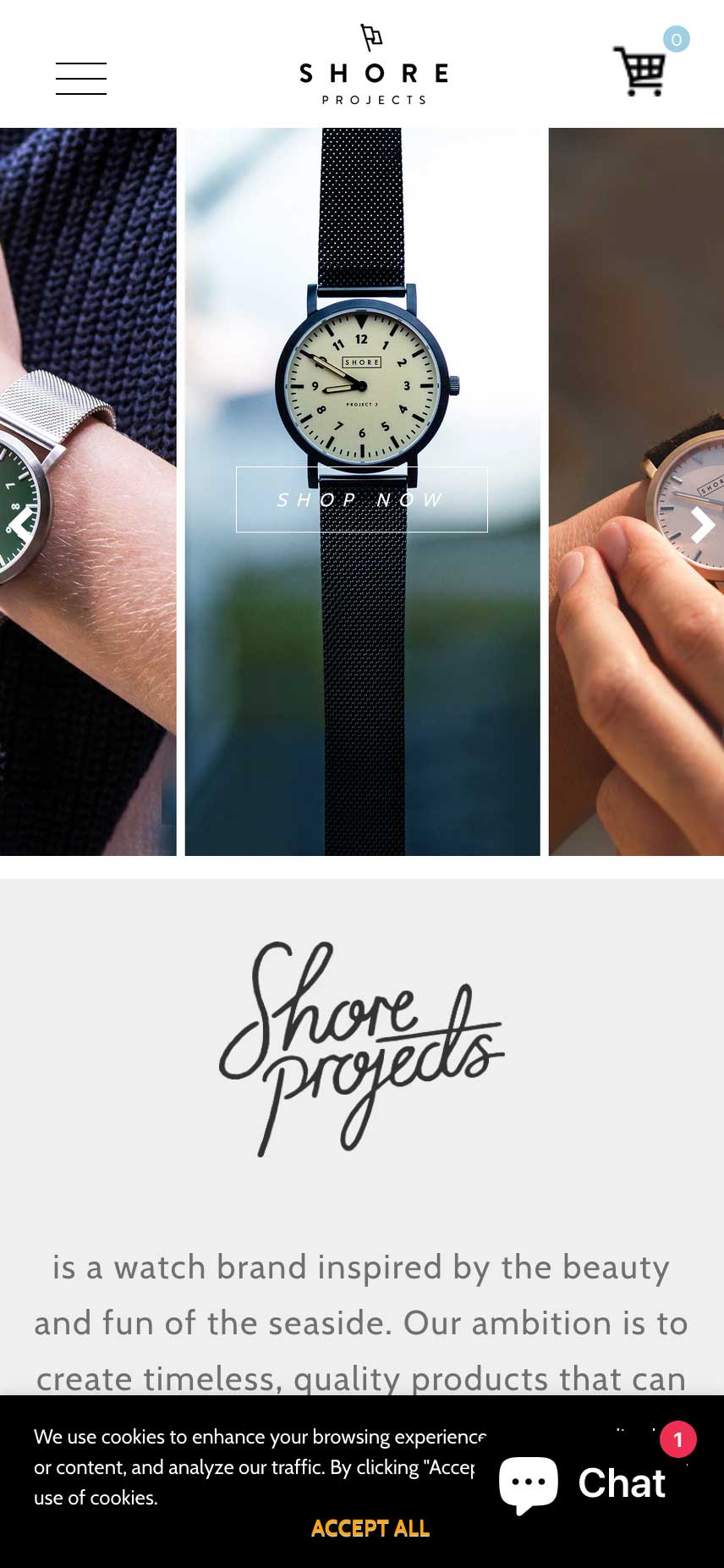 Shopify examples - shore projects hero