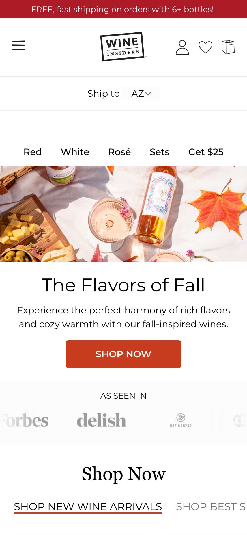 Shopify examples - Wine Insiders hero