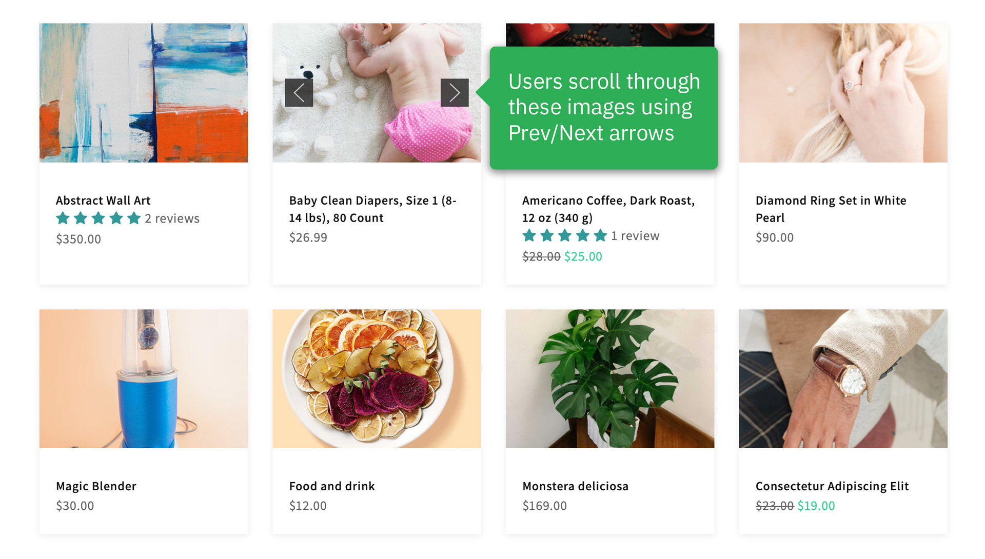 Easy Content Builder - Featured Product Grid with multiple images per product card