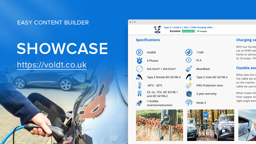 Easy Content Builder showcase - Voldt.co.uk