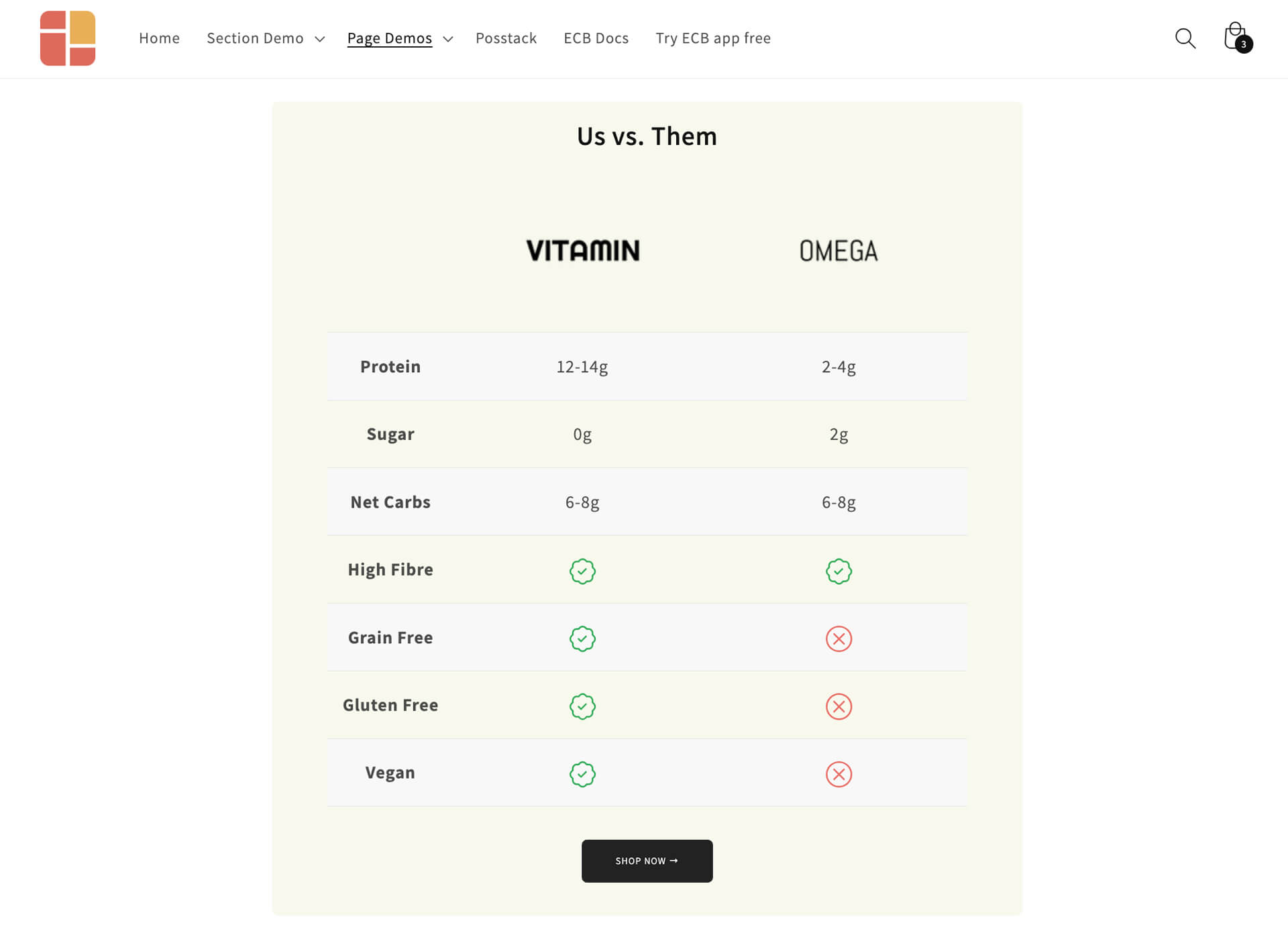 Easy Content Builder - BFCM template - Comparison Chart