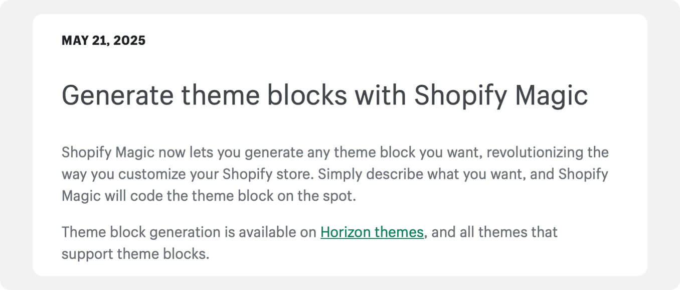 Shopify Magic - AI Block Generator