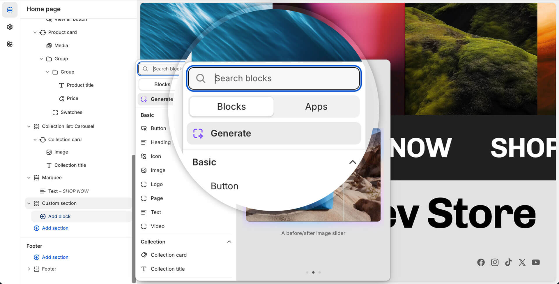 Shopify Horizon theme - AI Block Generator