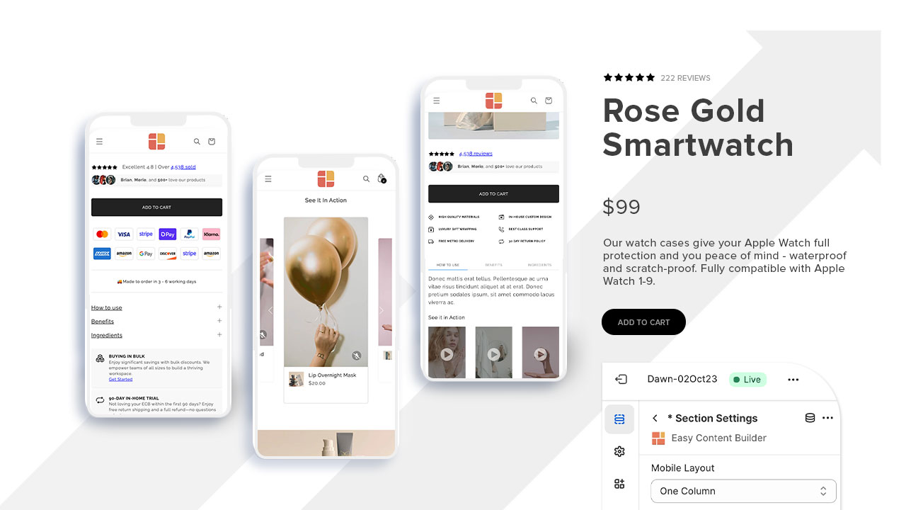 Easy Content Builder - boost sales sections