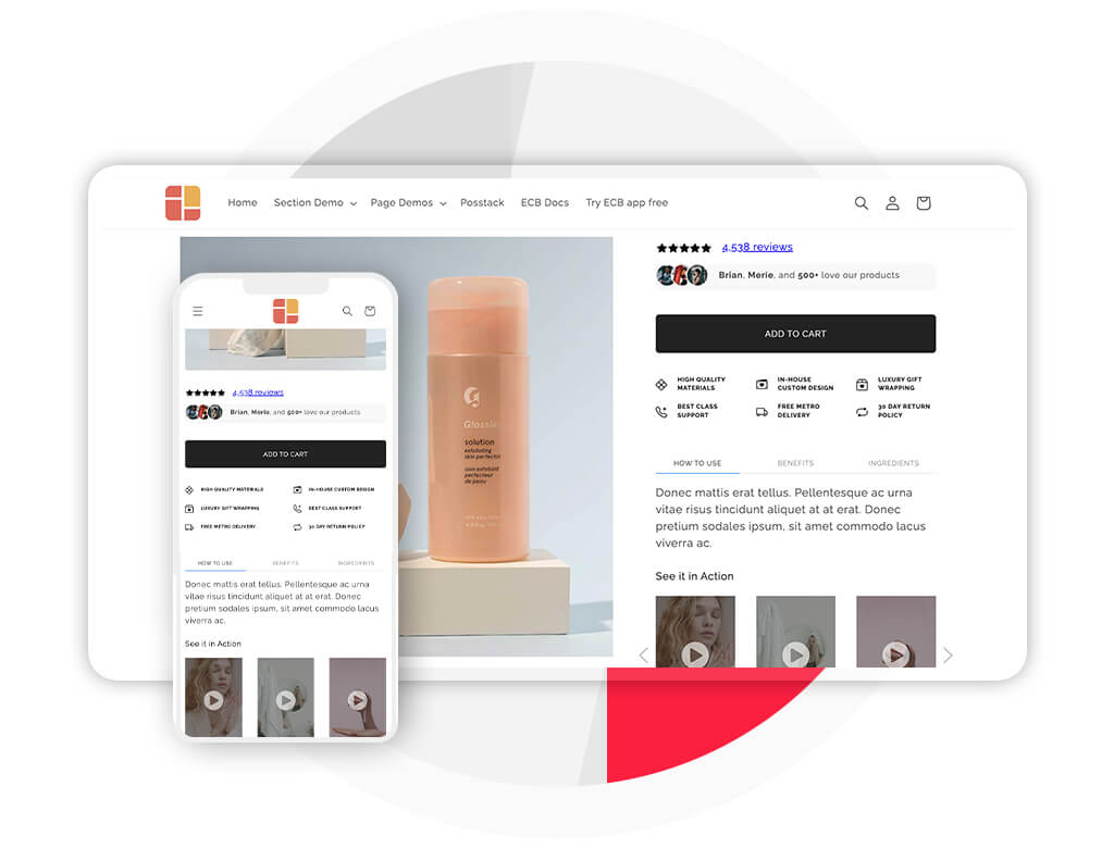 Easy Content Builder - long-form product pages