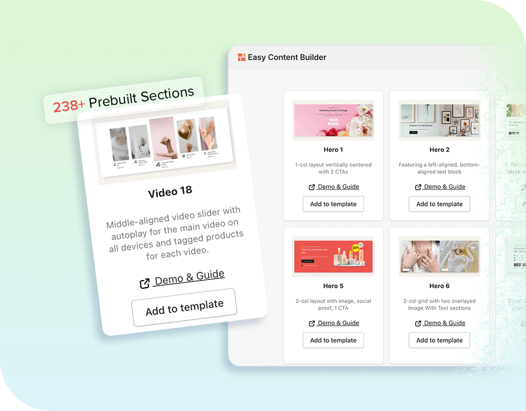 Easy Content Builder - prebuilt sections